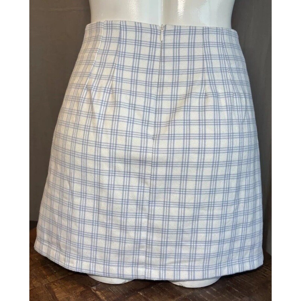 BRANDY MELVILLE Juniors Cute Soft BLUEWHITE PLAID CARA High Rise Mini Skirt - Picture 4 of 15